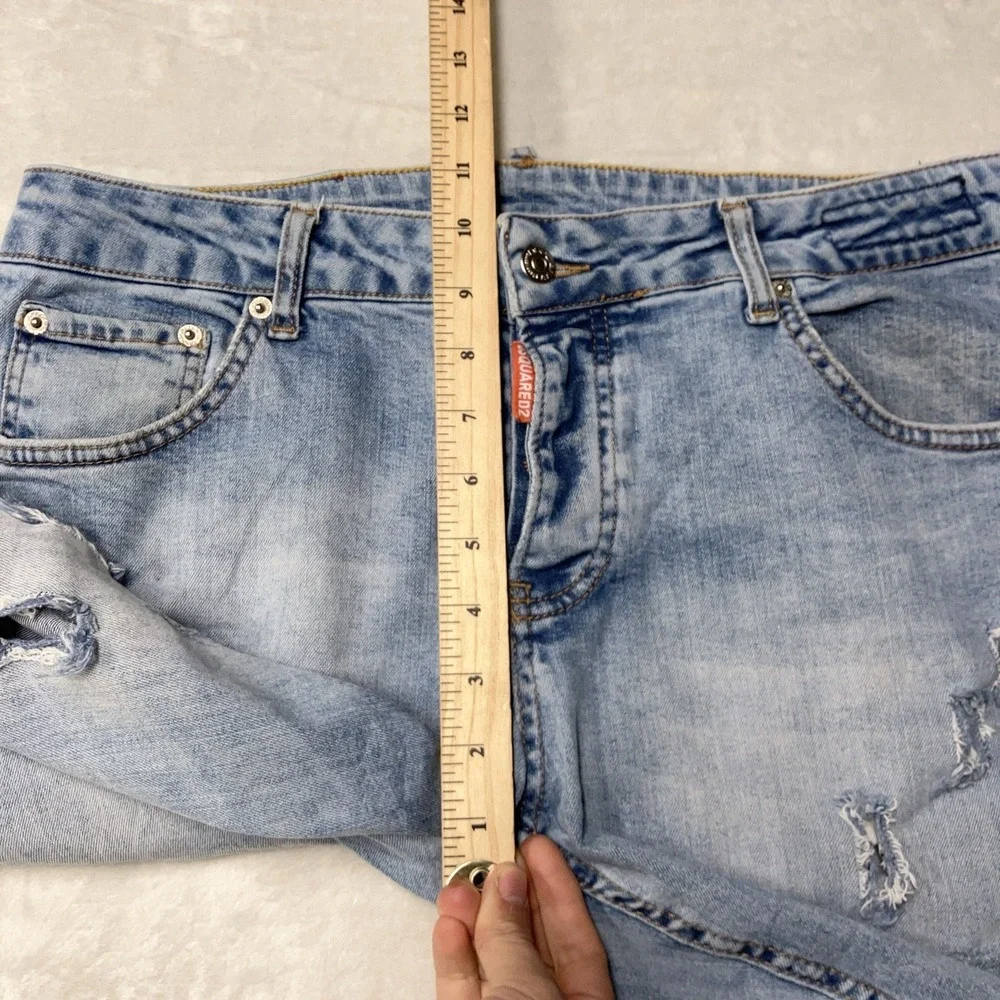 DSQUARED2 Denim Shorts Distressed Cut Offs Jorts Blue Mens 36 (Fit 34x9) Italy